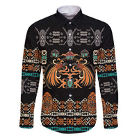 Black Batik Papua-inspired Pattern Family Matching Puletasi and Hawaiian Shirt LT9 Dad's Shirt - Long Sleeve Black - Polynesian Pride