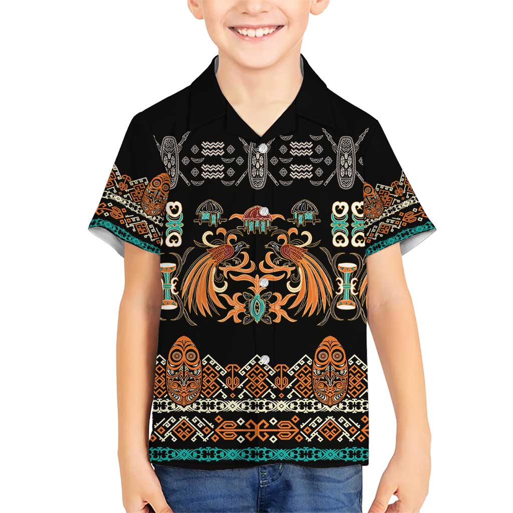Black Batik Papua-inspired Pattern Family Matching Short Sleeve Bodycon Dress and Hawaiian Shirt LT9 Son's Shirt Black - Polynesian Pride