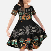 Black Batik Papua-inspired Pattern Family Matching Summer Maxi Dress and Hawaiian Shirt LT9 Daughter's Dress Black - Polynesian Pride