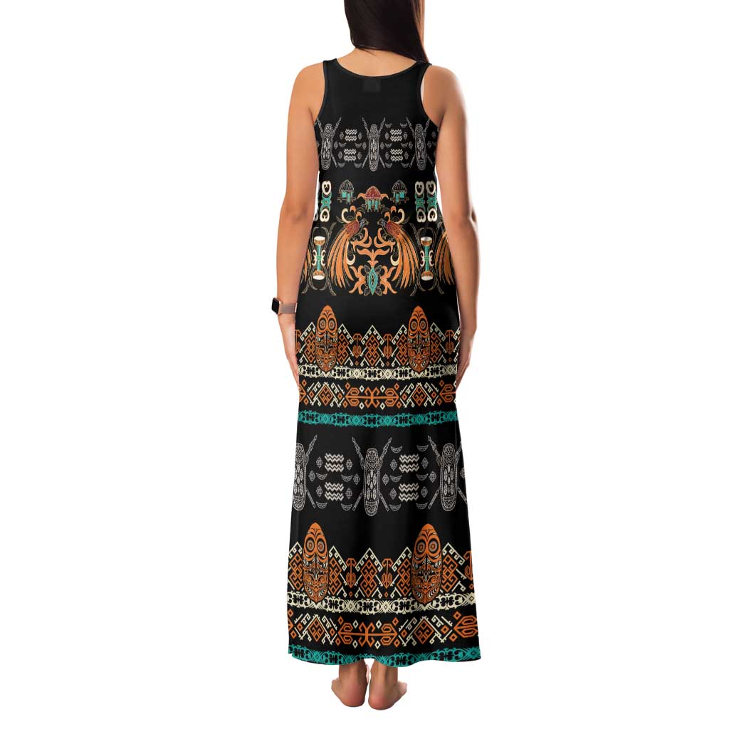 Black Batik Papua-inspired Pattern Family Matching Tank Maxi Dress and Hawaiian Shirt LT9 - Polynesian Pride
