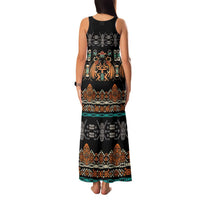 Black Batik Papua-inspired Pattern Family Matching Tank Maxi Dress and Hawaiian Shirt LT9 - Polynesian Pride