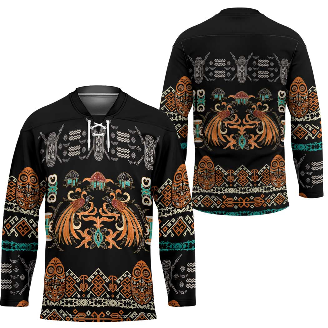 Black Batik Papua-inspired Pattern Hockey Jersey - Polynesian Pride