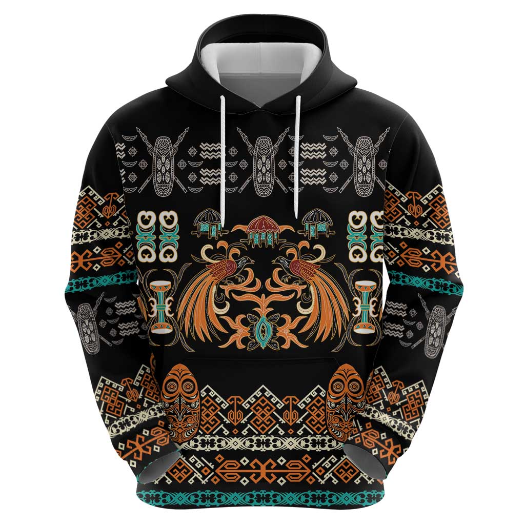 Black Batik Papua-inspired Pattern Hoodie - Polynesian Pride