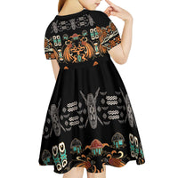 Black Batik Papua-inspired Pattern Kid Short Sleeve Dress - Polynesian Pride
