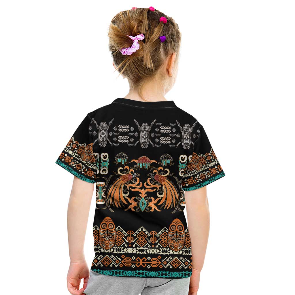Black Batik Papua-inspired Pattern Kid T Shirt - Polynesian Pride