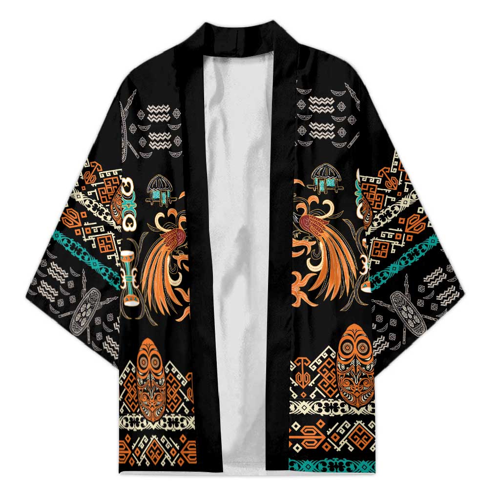 Black Batik Papua-inspired Pattern Kimono - Polynesian Pride