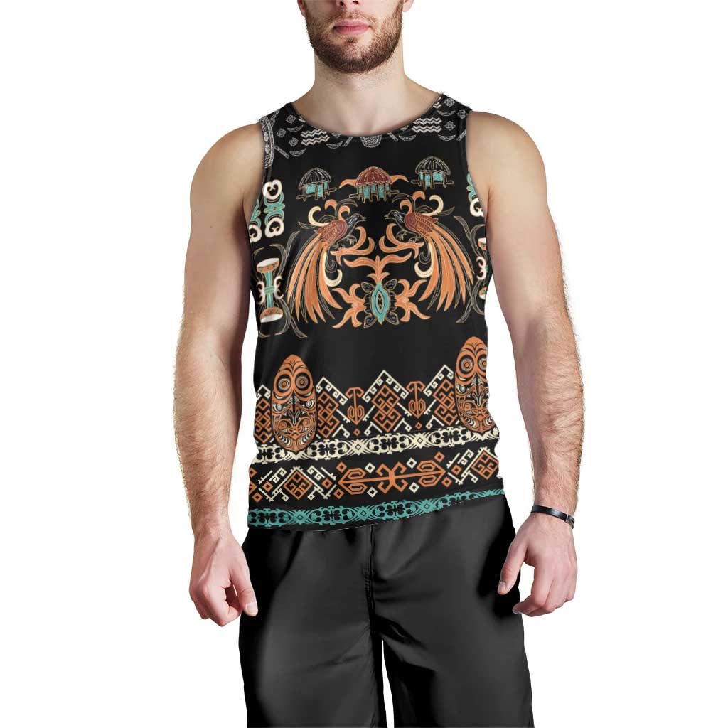 Black Batik Papua-inspired Pattern Men Tank Top LT9 - Polynesian Pride