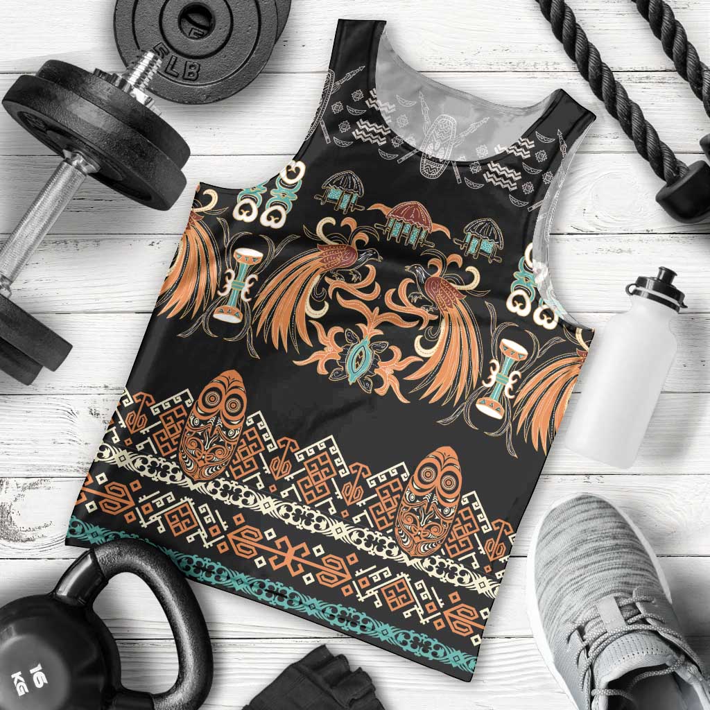 Black Batik Papua-inspired Pattern Men Tank Top LT9 - Polynesian Pride
