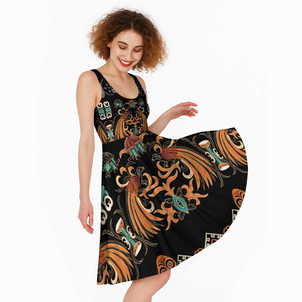 Black Batik Papua-inspired Pattern Midi Dress - Polynesian Pride