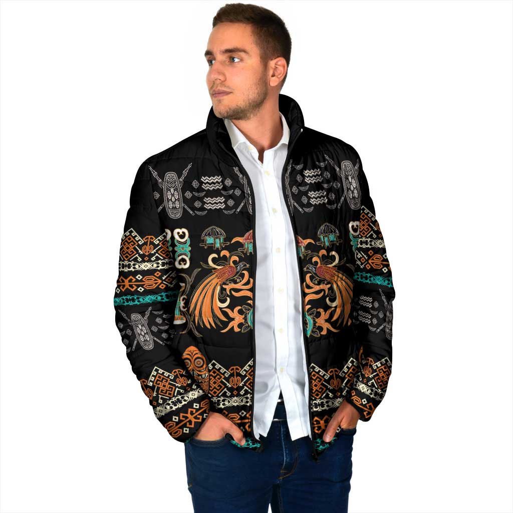 Black Batik Papua-inspired Pattern Padded Jacket LT9 - Polynesian Pride