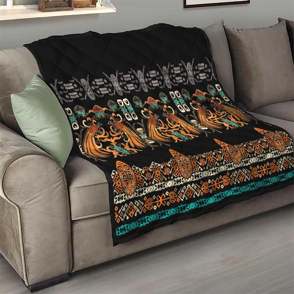 Black Batik Papua-inspired Pattern Quilt - Polynesian Pride