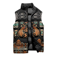 Black Batik Papua-inspired Pattern Sleeveless Puffer Jacket LT9 - Polynesian Pride