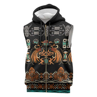 Black Batik Papua-inspired Pattern Sleeveless Zip Hoodie - Polynesian Pride