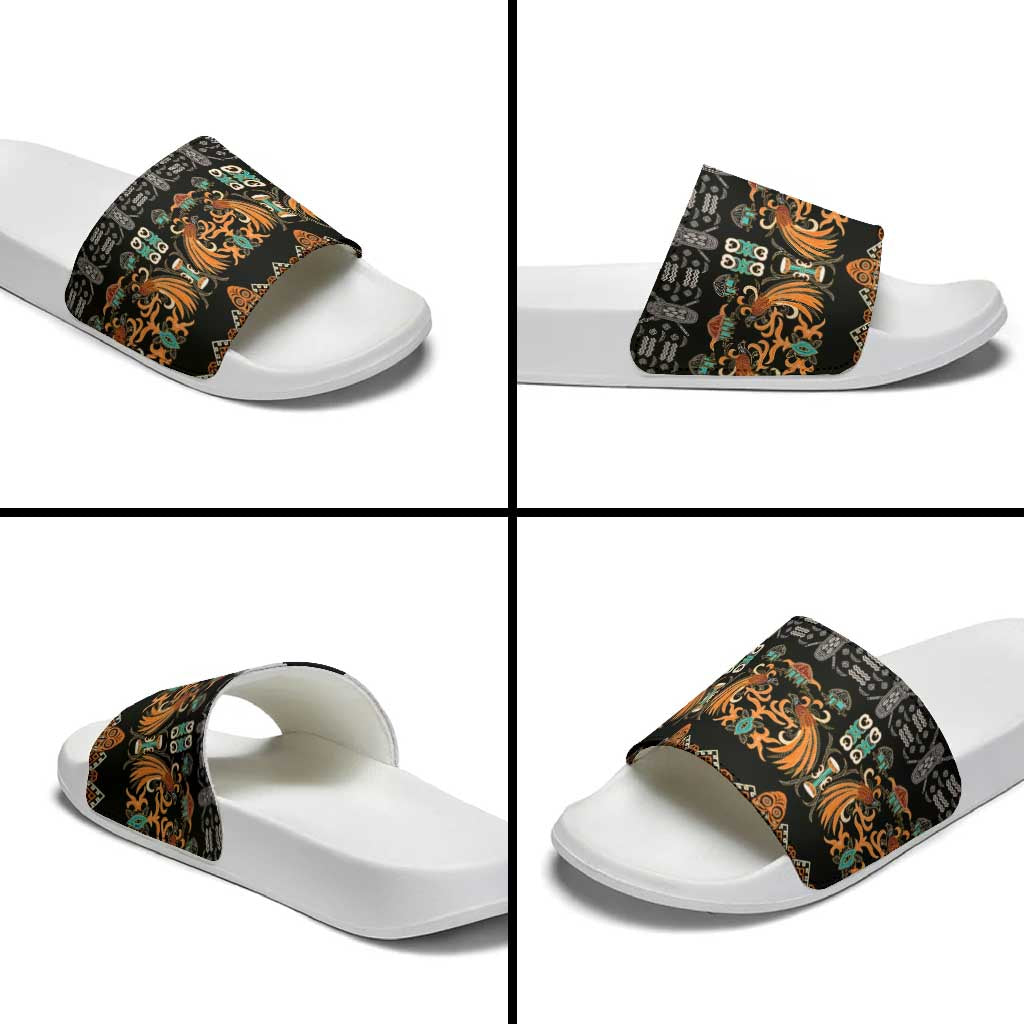Black Batik Papua-inspired Pattern Slide Sandals - Polynesian Pride