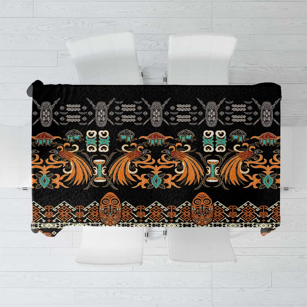 Black Batik Papua-inspired Pattern Tablecloth LT9 Black - Polynesian Pride