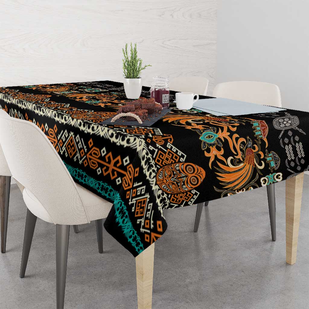 Black Batik Papua-inspired Pattern Tablecloth LT9 - Polynesian Pride