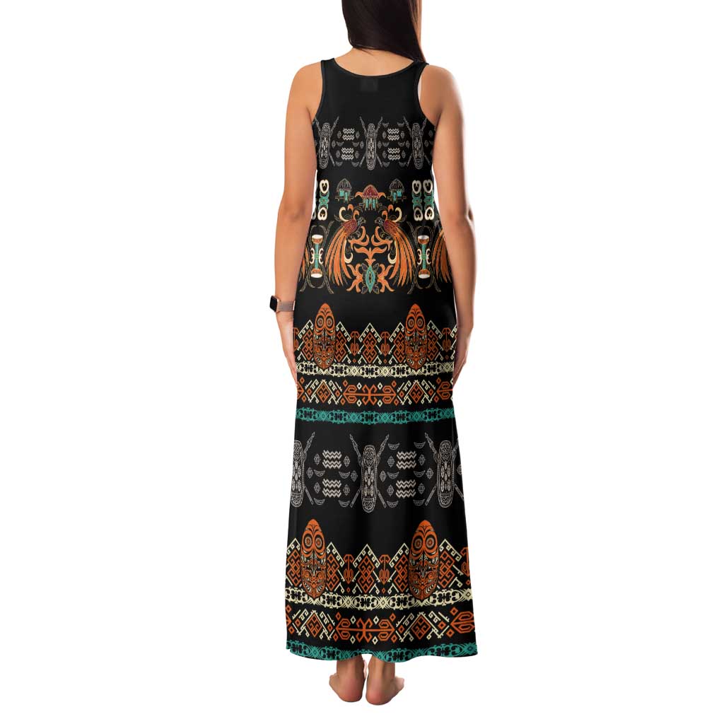 Black Batik Papua-inspired Pattern Tank Maxi Dress LT9 - Polynesian Pride