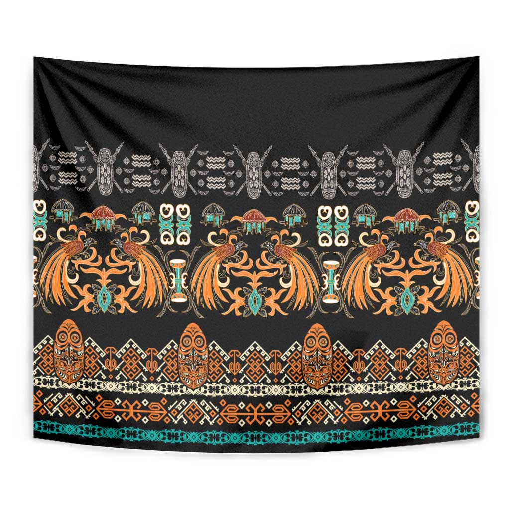 Black Batik Papua-inspired Pattern Tapestry - Polynesian Pride
