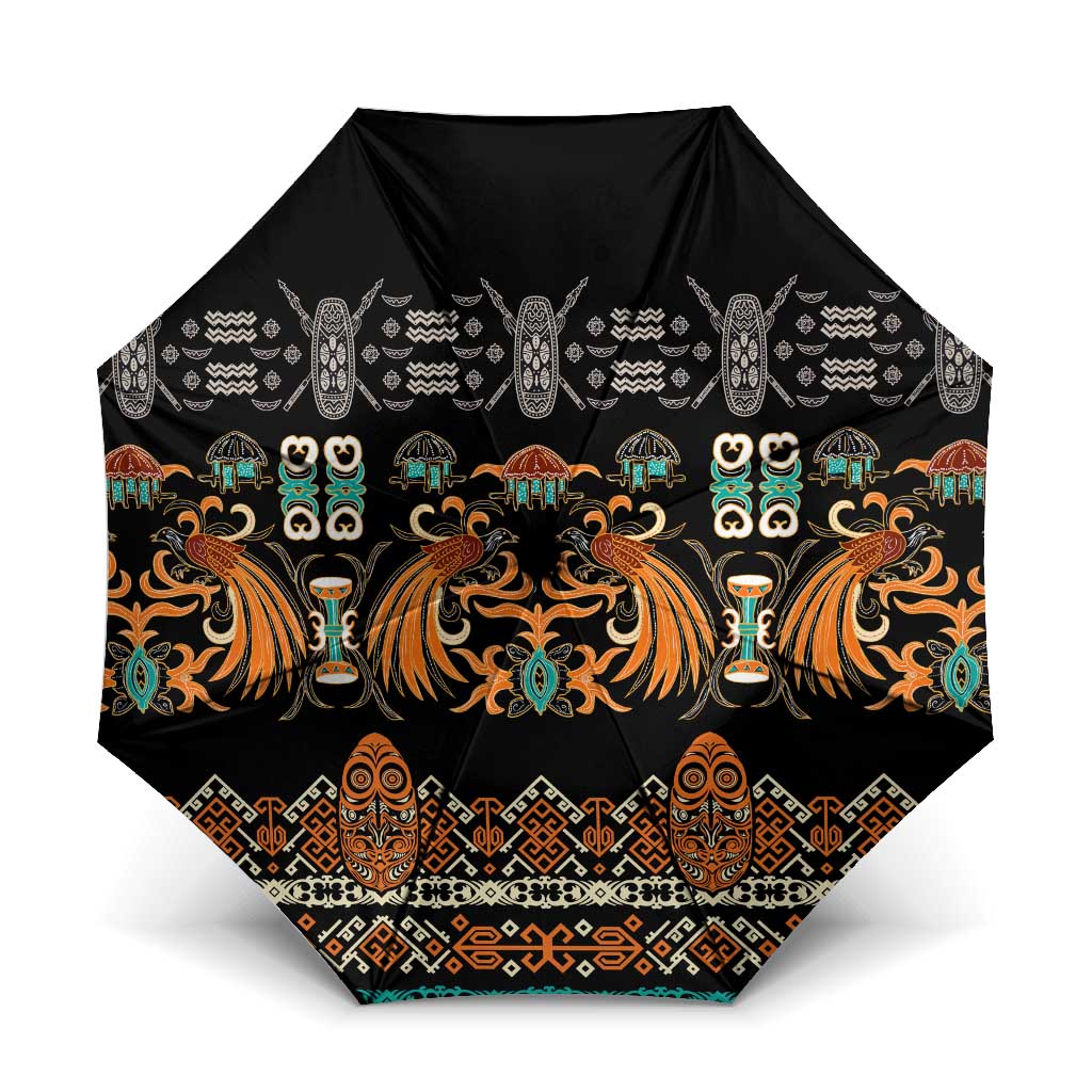 Black Batik Papua-inspired Pattern Umbrella - Polynesian Pride