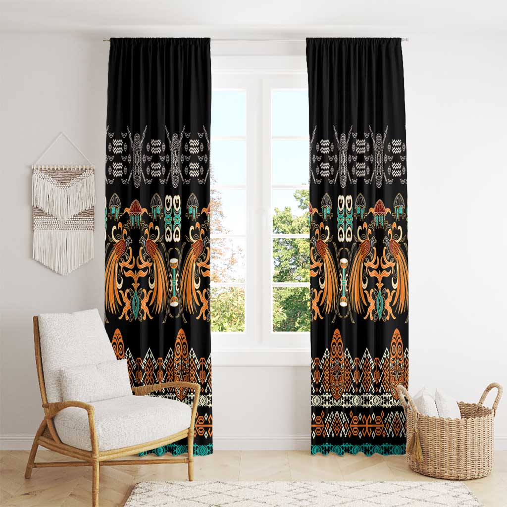 Black Batik Papua-inspired Pattern Window Curtain - Polynesian Pride