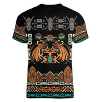 Black Batik Papua-inspired Pattern Women V-Neck T-Shirt - Polynesian Pride