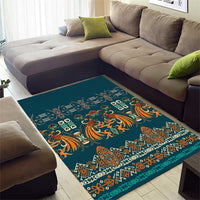 Dark Cyan Blue Batik Papua-inspired Pattern Area Rug - Polynesian Pride