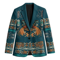 Dark Cyan Blue Batik Papua-inspired Pattern Blazer - Polynesian Pride