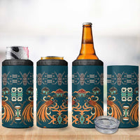 Dark Cyan Blue Batik Papua-inspired Pattern 4 in 1 Can Cooler Tumbler LT9 - Polynesian Pride