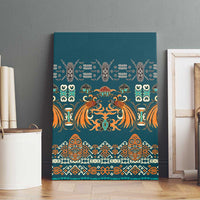 Dark Cyan Blue Batik Papua-inspired Pattern Canvas Wall Art LT9 - Polynesian Pride