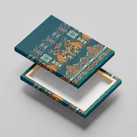 Dark Cyan Blue Batik Papua-inspired Pattern Canvas Wall Art LT9 - Polynesian Pride