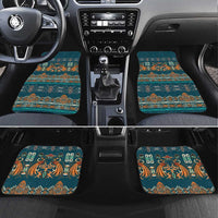 Dark Cyan Blue Batik Papua-inspired Pattern Car Mats LT9 Set 4pcs Blue - Polynesian Pride