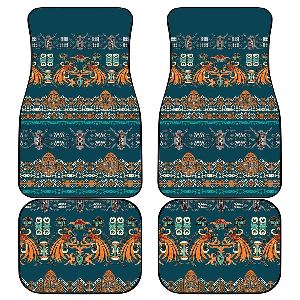Dark Cyan Blue Batik Papua-inspired Pattern Car Mats LT9 - Polynesian Pride