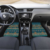 Dark Cyan Blue Batik Papua-inspired Pattern Car Mats LT9 Set 2pcs - Front Blue - Polynesian Pride