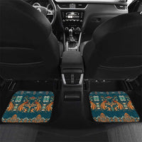 Dark Cyan Blue Batik Papua-inspired Pattern Car Mats LT9 Set 2pcs - Back Blue - Polynesian Pride