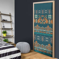 Dark Cyan Blue Batik Papua-inspired Pattern Door Cover - Polynesian Pride