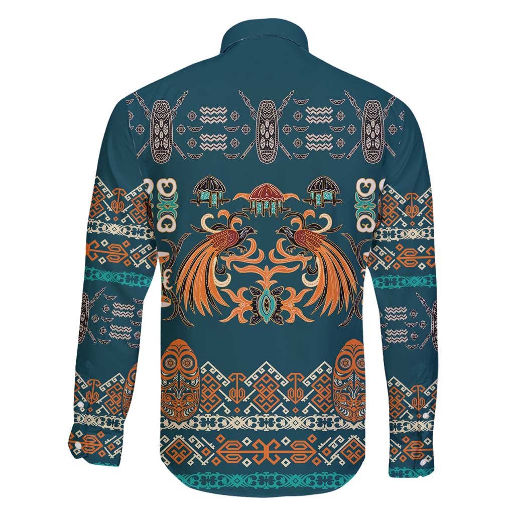 Dark Cyan Blue Batik Papua-inspired Pattern Family Matching Puletasi and Hawaiian Shirt LT9 - Polynesian Pride