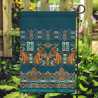 Dark Cyan Blue Batik Papua-inspired Pattern Garden Flag - Polynesian Pride