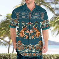 Dark Cyan Blue Batik Papua-inspired Pattern Hawaiian Shirt LT9 - Polynesian Pride