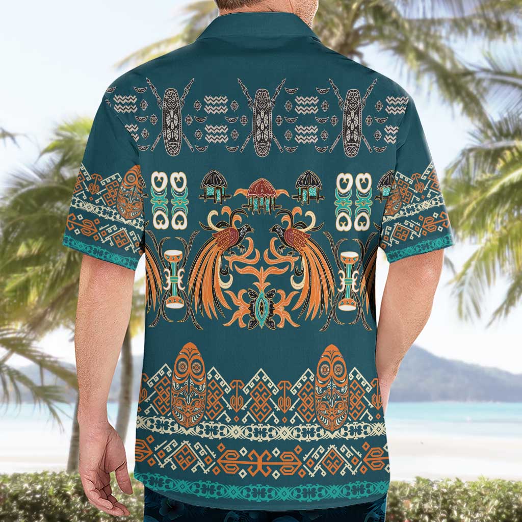 Dark Cyan Blue Batik Papua-inspired Pattern Hawaiian Shirt LT9 - Polynesian Pride