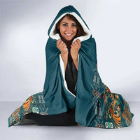 Dark Cyan Blue Batik Papua-inspired Pattern Hooded Blanket - Polynesian Pride