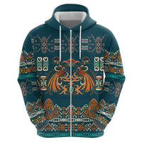 Dark Cyan Blue Batik Papua-inspired Pattern Hoodie - Polynesian Pride