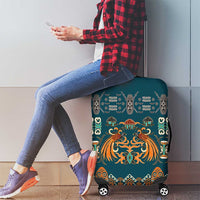 Dark Cyan Blue Batik Papua-inspired Pattern Luggage Cover - Polynesian Pride