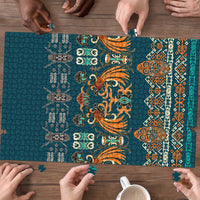 Dark Cyan Blue Batik Papua-inspired Pattern Puzzle LT9 - Polynesian Pride