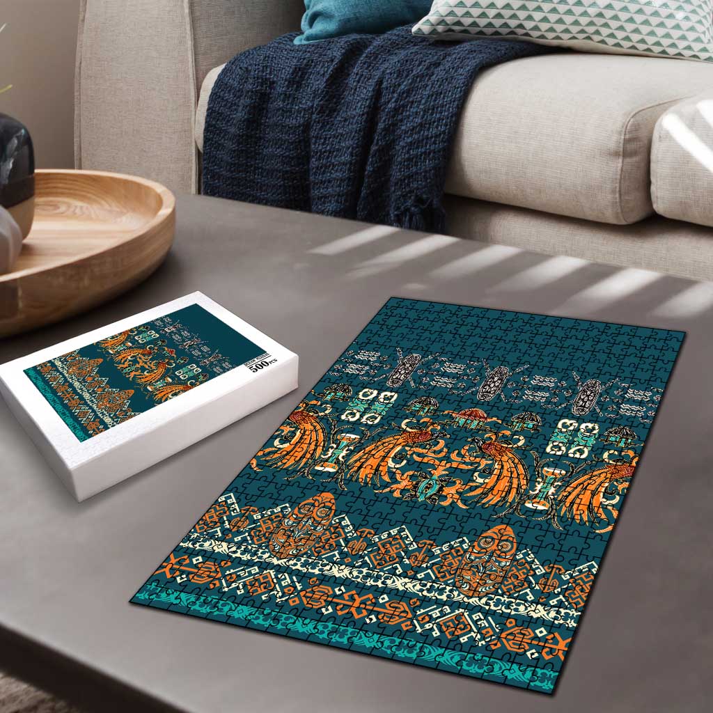 Dark Cyan Blue Batik Papua-inspired Pattern Puzzle LT9 - Polynesian Pride