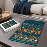 Dark Cyan Blue Batik Papua-inspired Pattern Puzzle LT9 - Polynesian Pride