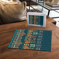 Dark Cyan Blue Batik Papua-inspired Pattern Puzzle LT9 - Polynesian Pride