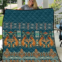Dark Cyan Blue Batik Papua-inspired Pattern Quilt - Polynesian Pride