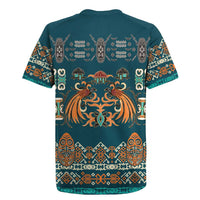 Dark Cyan Blue Batik Papua-inspired Pattern Rugby Jersey LT9 - Polynesian Pride