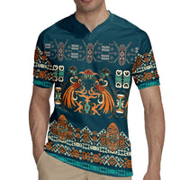 Dark Cyan Blue Batik Papua-inspired Pattern Rugby Jersey LT9 - Polynesian Pride