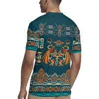 Dark Cyan Blue Batik Papua-inspired Pattern Rugby Jersey LT9 - Polynesian Pride